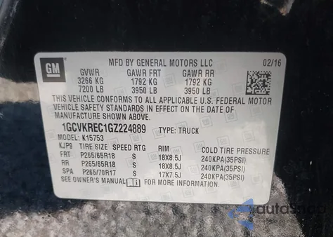 2016 Chevrolet Silverado 1500 2Lt from USA, damaged, VIN 1GCVKREC1GZ224889